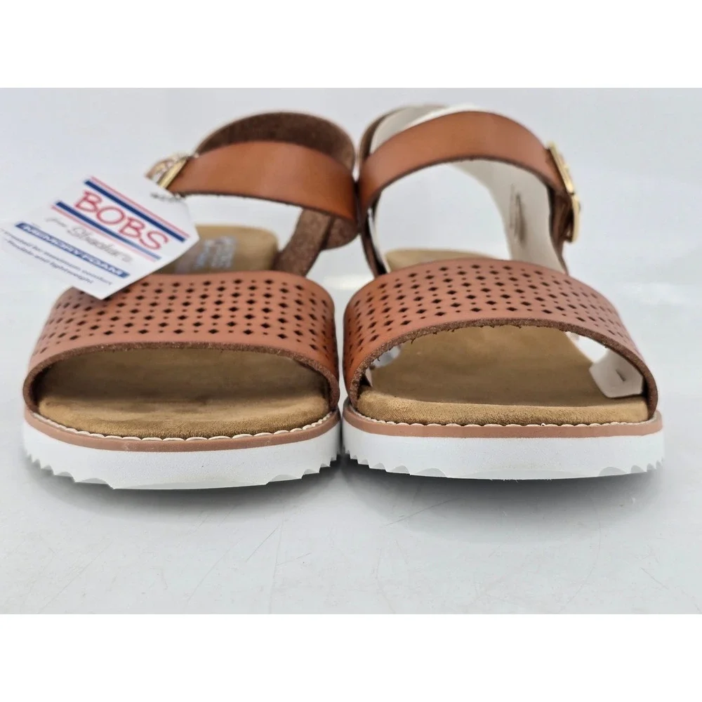 Skechers Bobs Desert Kiss Sandals Womens 9.5 Luggage Brown Perforated -New